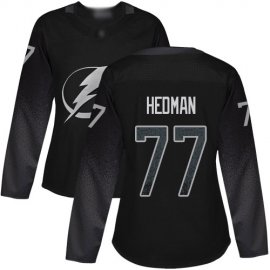 Adidas Tampa Bay Lightning #77 Victor Hedman Black Alternate Authentic Womens Stitched NHL Jersey