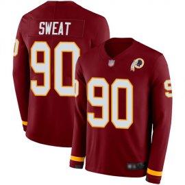 Nike Washington Football Team #90 Montez Sweat Burgundy Red Team Color Mens Stitched NFL Limited Therma Long Sleeve Jersey
