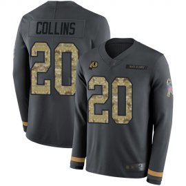 Nike Washington Football Team #20 Landon Collins Anthracite Salute to Service Mens Stitched NFL Limited Therma Long Sleeve Jersey