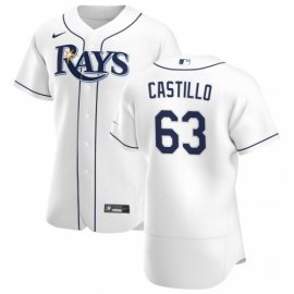 Tampa Bay Rays #63 Diego Castillo Mens Nike White Home 2020 Authentic Player MLB Jersey