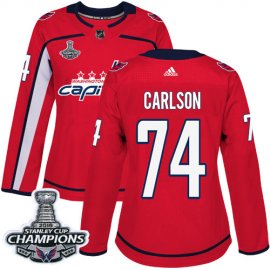 Adidas Washington Capitals #74 John Carlson Red Home Authentic Stanley Cup Final Champions Womens Stitched NHL Jersey