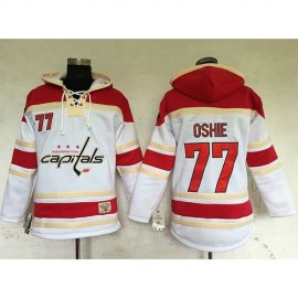 Washington Capitals #77 T.J Oshie White Sawyer Hooded Sweatshirt Stitched NHL Jersey