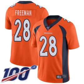 Nike Denver Broncos #28 Royce Freeman Orange Mens Stitched NFL 100th Season Vapor Limited Jersey