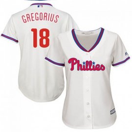 Philadelphia Phillies #18 Didi Gregorius Cream Alternate Womens Stitched MLB Jersey
