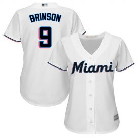 Miami Marlins #9 Lewis Brinson White Home Womens Stitched MLB Jersey