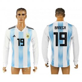 Argentina 19 BANEGA Home 2018 FIFA World Cup Long Sleeve Thailand Soccer Jersey