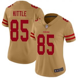 Nike San Francisco 49ers #85 George Kittle Gold Womens Stitched NFL Limited Inverted Legend Jersey