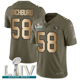 Nike San Francisco 49ers #58 Weston Richburg Olive/Gold Super Bowl LIV 2020 Mens Stitched NFL Limited 2017 Salute To Service Jersey