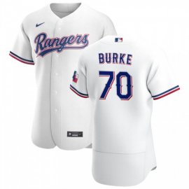 Texas Rangers #70 Brock Burke Mens Nike White Home 2020 Authentic Player MLB Jersey