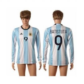 Argentina #9 Batistuta Home Long Sleeves Soccer Country Jersey