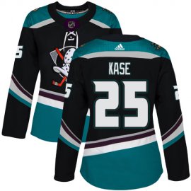 Adidas Anaheim Ducks #25 Ondrej Kase Black/Teal Alternate Authentic Womens Stitched NHL Jersey