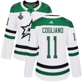 Adidas Dallas Stars #11 Andrew Cogliano White Road Authentic Womens 2020 Stanley Cup Final Stitched NHL Jersey