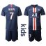 Paris Saint Germain #7 Mbappe Home Kid Soccer Club Jersey