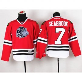 Chicago Blackhawks #7 Brent Seabrook Red(White Skull) Stitched Youth NHL Jersey