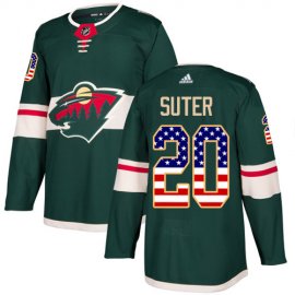 Adidas Minnesota Wild #20 Ryan Suter Green Home Authentic USA Flag Stitched NHL Jersey