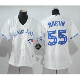 Toronto Blue Jays #55 Russell Martin White Womens Home Stitched MLB Jersey