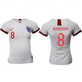 Womens England #8 Henderson Home Soccer Country Jersey