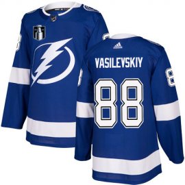 Adidas Tampa Bay Lightning #88 Andrei Vasilevskiy Blue 2022 Stanley Cup Final Patch Home Authentic Stitched NHL Jersey Mens