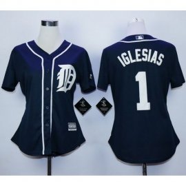 Detroit Tigers #1 Jose Iglesias Navy Blue Fashion Womens Stitched MLB Jersey