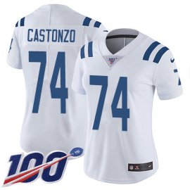 Nike Indianapolis Colts #74 Anthony Castonzo White Womens Stitched NFL 100th Season Vapor Untouchable Limited Jersey