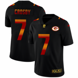 Green Bay Packers #7 Mason Crosby Mens Black Nike Red Orange Stripe Vapor Limited NFL Jersey