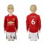 Manchester United #6 Pogba Home Long Sleeves Kid Soccer Club Jersey