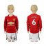 Manchester United #6 Pogba Home Long Sleeves Kid Soccer Club Jersey