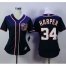 Washington Nationals #34 Bryce Harper Navy Blue Alternate 2 Womens Stitched MLB Jersey