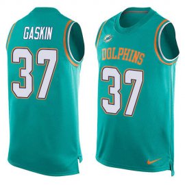 Nike Miami Dolphins #37 Myles Gaskin Aqua Green Team Color Mens Stitched NFL Limited Tank Top Jersey