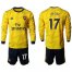 Arsenal #17 Iwobi Away Long Sleeves Soccer Club Jersey