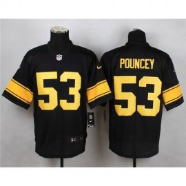 Nike Pittsburgh Steelers #53 Maurkice Pouncey Black(Gold No.) Mens Stitched NFL Elite Jersey
