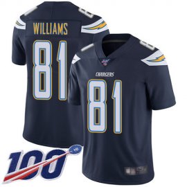 Nike Los Angeles Chargers #81 Mike Williams Navy Blue Team Color Mens Stitched NFL 100th Season Vapor Limited Jersey