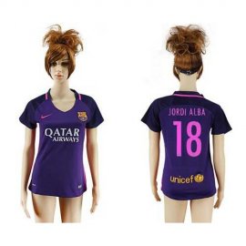 Womens Barcelona #18 Jordi Alba Away Soccer Club Jersey
