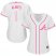 Atlanta Braves #1 Ozzie Albies White/Pink Fashion Womens Stitched MLB Jersey