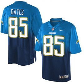 Nike Los Angeles Chargers #85 Antonio Gates Electric Blue/Navy Blue Mens Stitched NFL Elite Fadeaway Fashion Jersey