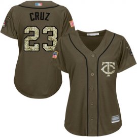 Minnesota Twins #23 Nelson Cruz Green Salute to Service Womens Stitched MLB Jersey
