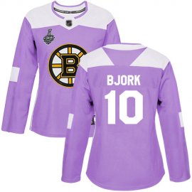 Adidas Boston Bruins #10 Anders Bjork Purple Authentic Fights Cancer Stanley Cup Final Bound Womens Stitched NHL Jersey