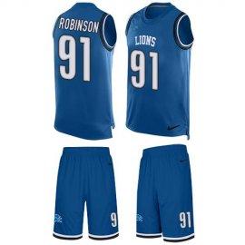 Nike Detroit Lions #91 AShawn Robinson Blue Team Color Mens Stitched NFL Limited Tank Top Suit Jersey