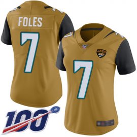 Nike Jacksonville Jaguars #7 Nick Foles Gold Womens Stitched NFL Limited Rush 100th Season Jersey