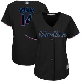 Miami Marlins #14 Martin Prado Black Alternate Womens Stitched MLB Jersey