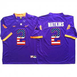 Clemson Tigers #2 Sammy Watkins Purple USA Flag College Jersey