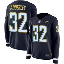 Nike Los Angeles Chargers #32 Nasir Adderley Navy Blue Team Color Womens Stitched NFL Limited Therma Long Sleeve Jersey