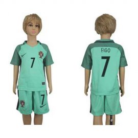 Portugal #7 Figo Away Kid Soccer Country Jersey