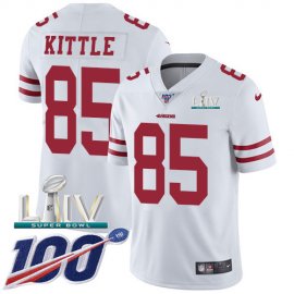 Nike San Francisco 49ers #85 George Kittle White Super Bowl LIV 2020 Mens Stitched NFL 100th Season Vapor Limited Jersey