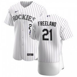 Colorado Rockies #21 Kyle Freeland Mens Nike White Home 2020 Authentic Player MLB Jersey
