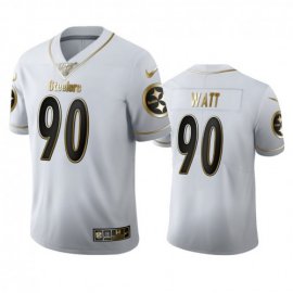 Pittsburgh Steelers #90 T.J. Watt Mens Nike White Golden Edition Vapor Limited NFL 100 Jersey