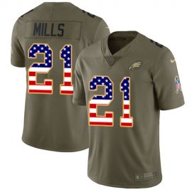 Nike Philadelphia Eagles #21 Jalen Mills Olive/USA Flag Mens Stitched NFL Limited 2017 Salute To Service Jersey