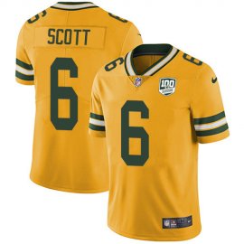 Nike Green Bay Packers #6 JK Scott Yellow Mens 100th Season Stitched NFL Limited Rush Jersey