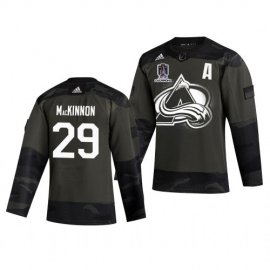 Colorado Colorado Avalanche #29 Nathan MacKinnon Adidas 2022 Stanley Cup Champions Veterans Day Mens Authentic Practice NHL Jersey Camo Mens