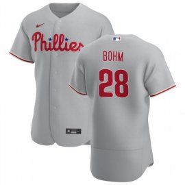 Philadelphia Phillies #28 Alec Bohm Mens Nike Gray Road 2020 Authentic Player MLB Jersey